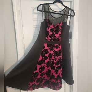 NWT EnFocus Studio Fit & Flare Mesh Floral Dress Size 14